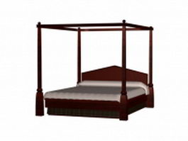 Modern four poster bed 3d model preview