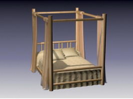 Four poster canopy bed 3d model preview