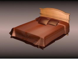 Wood double platform bed 3d preview