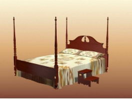 Vienne french four-poster bed 3d model preview