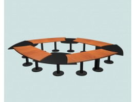 Modular conference tables 3d model preview