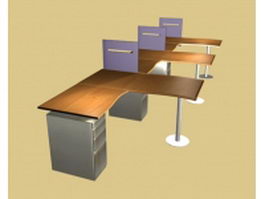 Modular office workstations 3d model preview