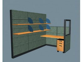 Office cubicle desk 3d model preview