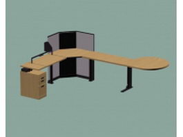 L office table with cabinet 3d preview