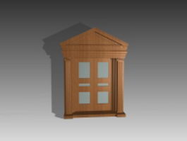 Wood front door 3d model preview