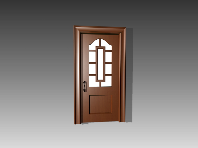 Single door with halfglass 3d rendering