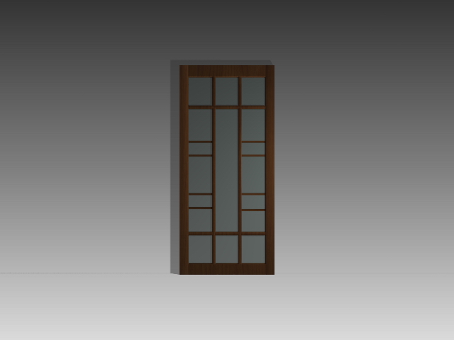 Wood door glass inserts 3d rendering