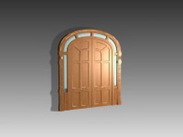Vintage double door with sidelights 3d model preview