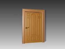 Wood entry door 3d model preview
