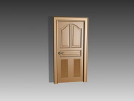 Wood panel door with shutter inserts 3d model preview
