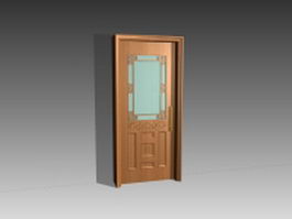 Vintga interior door with glass panel 3d model preview