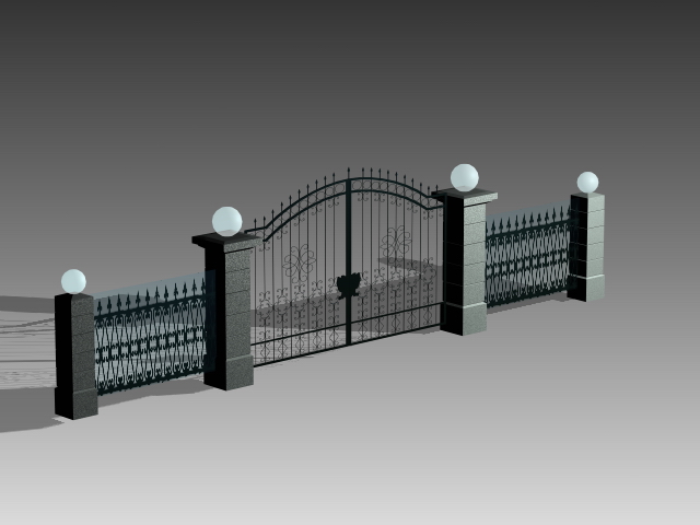 Iron entrance gate 3d rendering