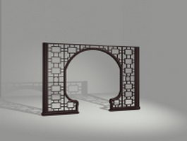 Antique wood carving room divider 3d model preview