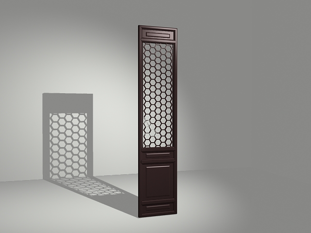 Chinese style room partition panel 3d rendering