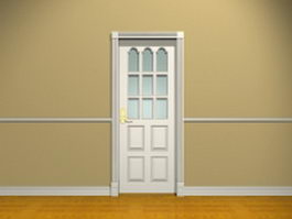White bedroom door with glass 3d model preview