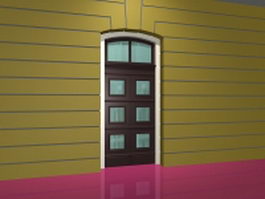 Double front door with window and transom 3d model preview