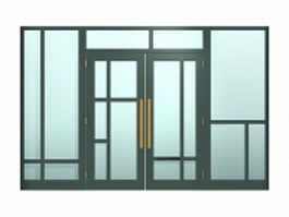 Entry door with transom and sidelights 3d model preview