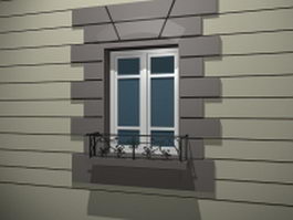 Aluminum window with balcony 3d model preview