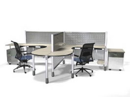 Stainless steel office workstation 3d model preview