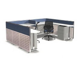 Modern office cubicles workstation systems 3d preview