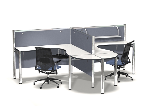 Commercial office cubicles desk partition 3d rendering