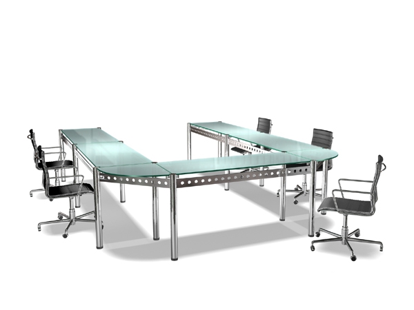 U shaped conference tables design 3d rendering