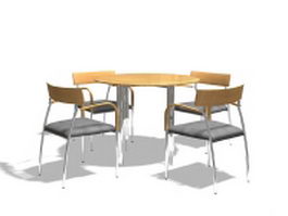 Round meeting desk and chairs 3d model preview