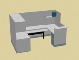 Student cubicle desk 3d model preview