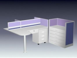 L shaped cubicle workstation 3d preview