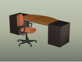 Home office desk and chair 3d preview