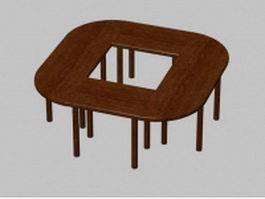 Small conference table 3d model preview