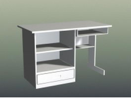 White modern computer desk 3d preview