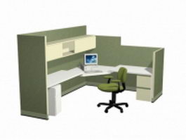 Green office cubicle 3d model preview
