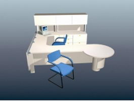 U shaped workstation with hutch 3d preview