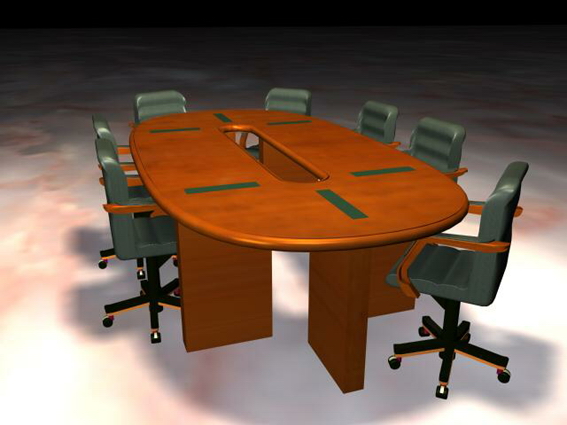 Office meeting desk and chairs 3d rendering