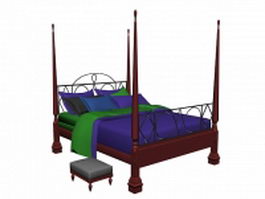 Four-poster bed 3d model preview
