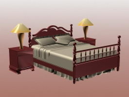 Vintage woodcraft bed sets 3d model preview