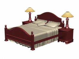 Classic wood bed sets 3d model preview