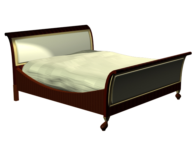 Modern sleigh bed 3d rendering