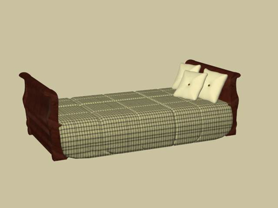 Twin sleigh bed 3d rendering