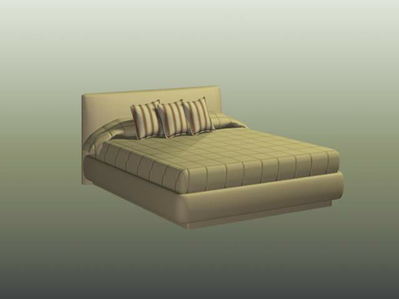 Modern soft bed 3d rendering