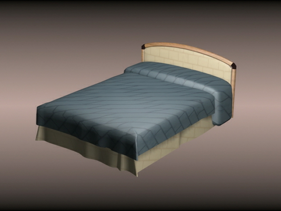 Modern soft double bed 3d rendering