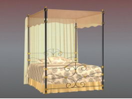 Classic iron canopy bed 3d model preview
