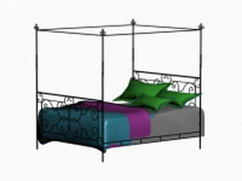 Wrought iron four poster bed 3d model preview