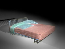 Steel mattress bed 3d model preview