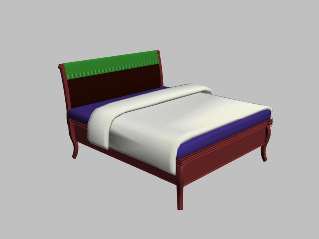 Rustic wood bed 3d rendering