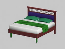 Retro double bed 3d model preview