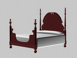 Indian four poster bed 3d model preview