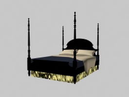Black four poster bed 3d preview