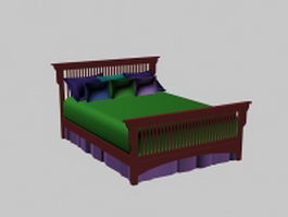Wood stickley bed 3d model preview